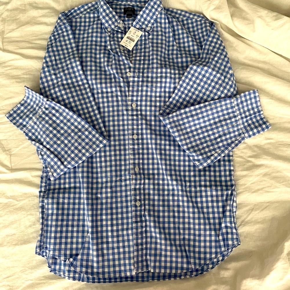 NWT J Crew checkered button-down, long sleeve